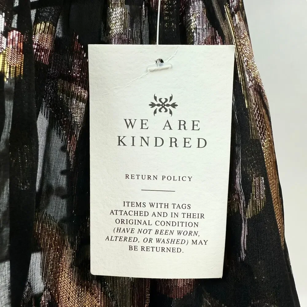 New w/ Tags WE ARE KINDRED silk metallic floral dress HARLOW FLOUNCE gown. - Picture 13 of 17